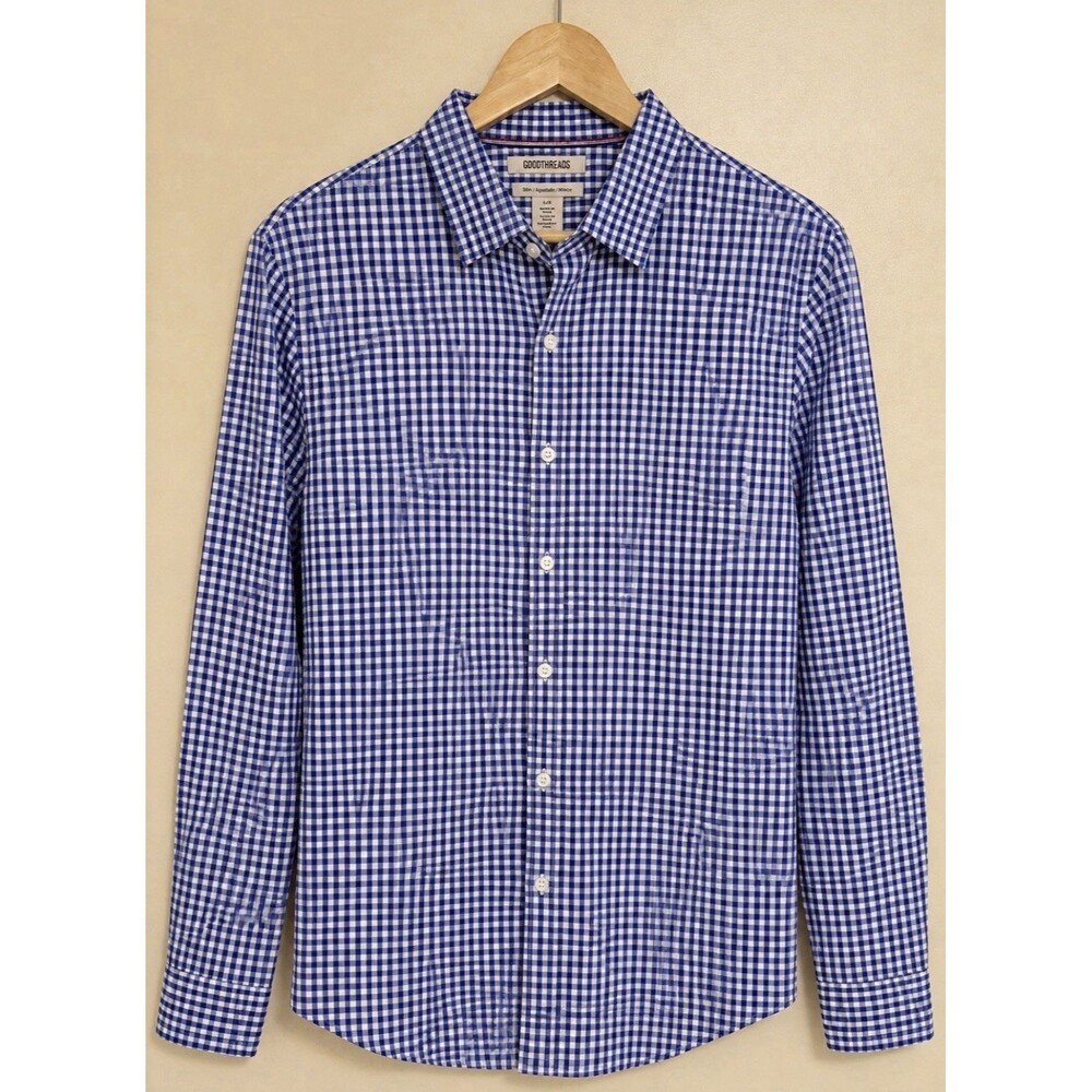GoodThreads Slim Fit Button Down Gingham Men Size Large ( Neck 16-16.5 inches)